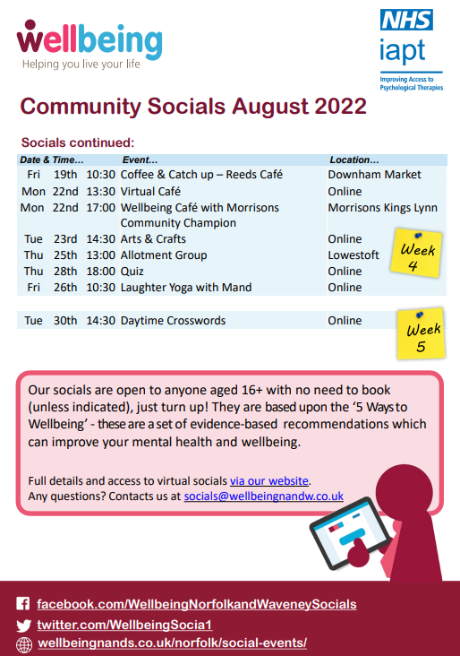 Wellbeing August events